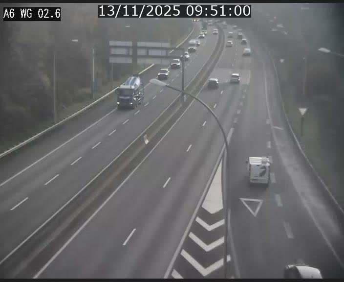 Traffic live webcam Luxembourg Croix de Cessange - A6 - BK 2.6 - direction France/Allemagne