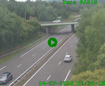 Caméra routière sur l'autoroute A20 au nord de Limoges, à la jonction avec la N520. Vue orientée vers Paris
