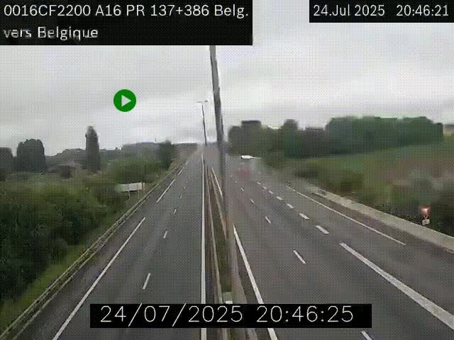 Webcam à la frontière franco-belge au niveau de Bray-Dunes/De-Panne sur l'autoroute A16. Vue orientée vers la Belgique