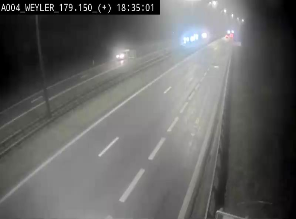 Webcam entre la sortie Arlon et la sortie Weyler sur l'E411. Vue orientée vers Luxembourg