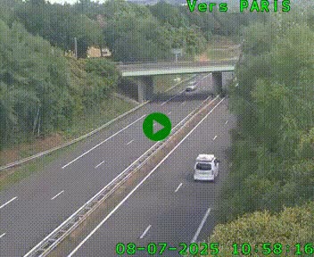 Caméra routière sur l'autoroute A20 au nord de Limoges, à la jonction avec la N520. Vue orientée vers Paris