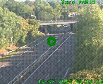 Caméra routière sur l'autoroute A20 au nord de Limoges, à la jonction avec la N520. Vue orientée vers Paris