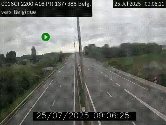 Webcam à la frontière franco-belge au niveau de Bray-Dunes/De-Panne sur l'autoroute A16. Vue orientée vers la Belgique