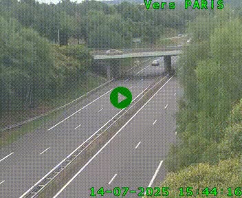 Caméra routière sur l'autoroute A20 au nord de Limoges, à la jonction avec la N520. Vue orientée vers Paris