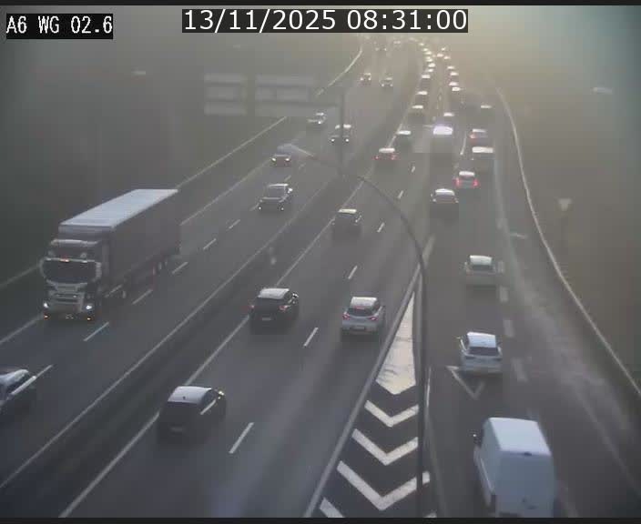 Traffic live webcam Luxembourg Croix de Cessange - A6 - BK 2.6 - direction France/Allemagne