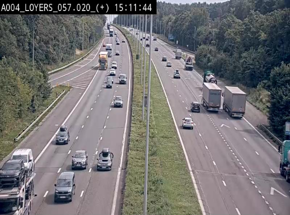 Webcam dans la montée de Loyers sur l'E411, après le viaduc de Beez en venant de Namur et en direction du Luxembourg