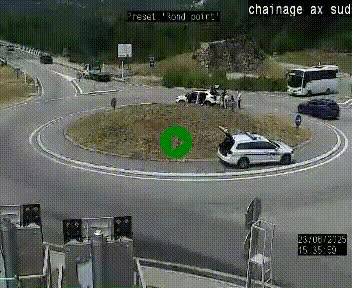 Webcam au nord d'Ax-les-Thermes au niveau de l'aire de chaînage de la N20. Vue orientée vers les Pyrénées, en direction de Pas de la Case