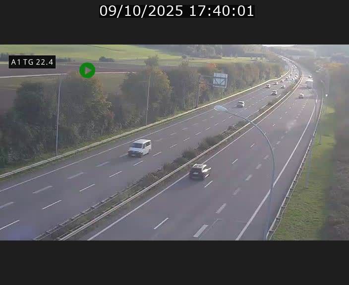 Traffic live webcam Luxembourg Flaxweiler - A1 direction Luxembourg - BK 22.4