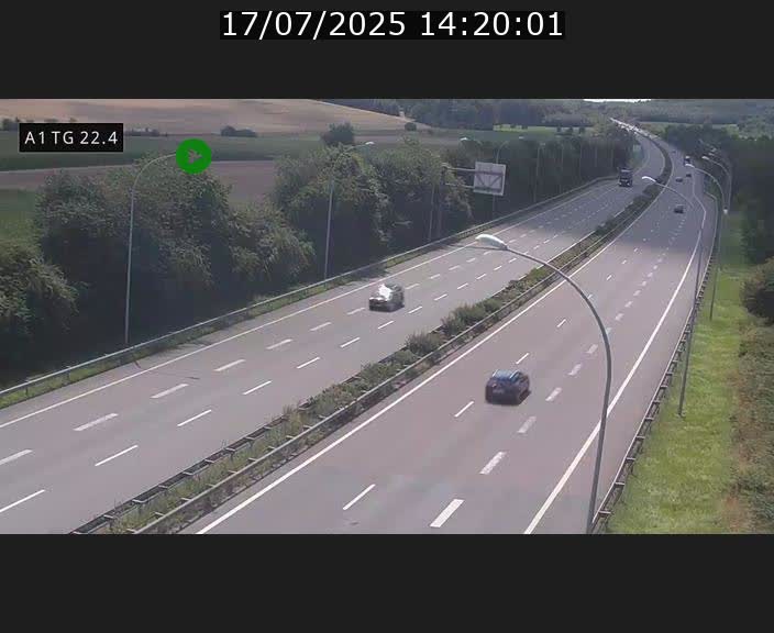 Traffic live webcam Luxembourg Flaxweiler - A1 direction Luxembourg - BK 22.4