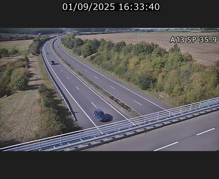 Webcam trafic sur A13 à l'entrée ouest du tunnel Markusbierg à Remerschen. Vue orientée vers Mondorf-les-Bains.