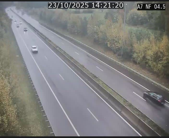 Caméra autoroute Luxembourg A7 - Passage à gibier Rëngelbour - direction Tunnel Grouft