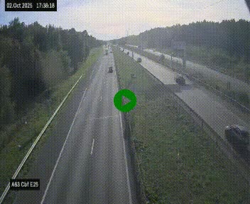 Webcam autoroute A63 en périphérie de Bordeaux au sud-est de la ville, en provenance du bassin d'Arcachon. Vue orientée vers Bordeaux