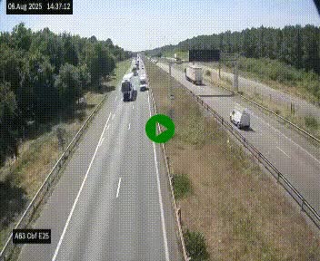 Webcam autoroute A63 en périphérie de Bordeaux au sud-est de la ville, en provenance du bassin d'Arcachon. Vue orientée vers Bordeaux