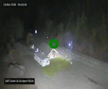 Webcam à l'entrée du tunnel du Somport, côté français, sur la N134, dans les Pyrénées, en direction de l'Espagne, à 1116 mètres d'altitude