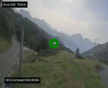 Webcam au col du Somport, côté français, sur la N134, dans les Pyrénées, en direction de l'Espagne, à 1632 mètres d'altitude