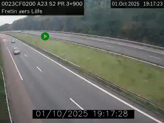 Webcam autoroute A23 à hauteur de Fretin. Vue orientée vers Lille