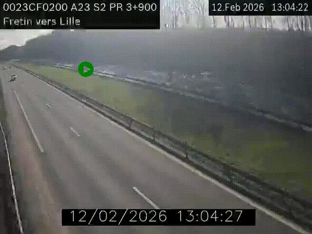 Webcam autoroute A23 à hauteur de Fretin. Vue orientée vers Lille