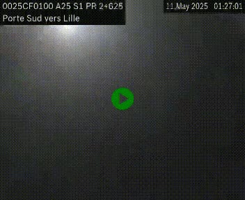 Webcam autoroute A25 sur le périphérique de Lille à hauteur de Lille-Sud et la sortie 3 Faches-Thumesnil. Vue orientée vers Lille-Centre.
