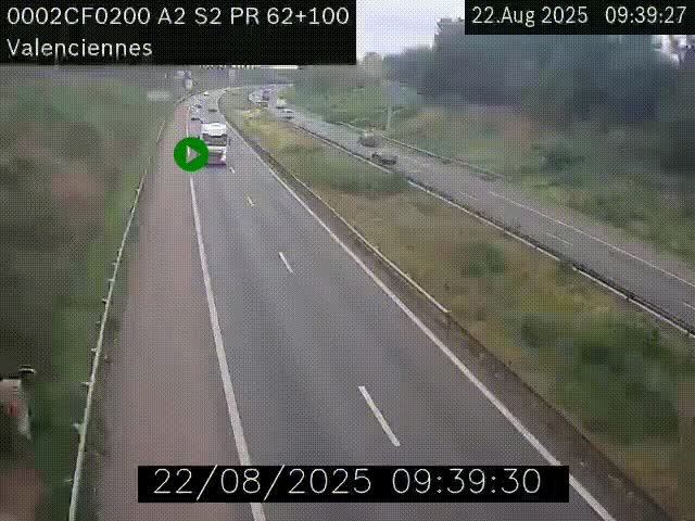 Webcam autoroute A2 à Valenciennes. Vue orientée vers Maubeuge et Mons (Belgique)
