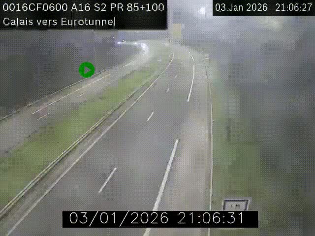 Webcam A16 à Calais en direction du Tunnel sous la Manche (Eurotunnel)
