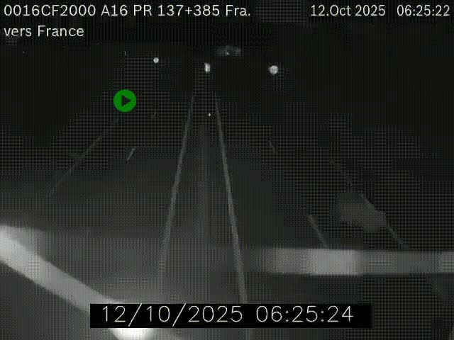 Webcam à la frontière franco-belge au niveau de Bray-Dunes/De-Panne sur l'autoroute A16. Vue orientée vers Calais