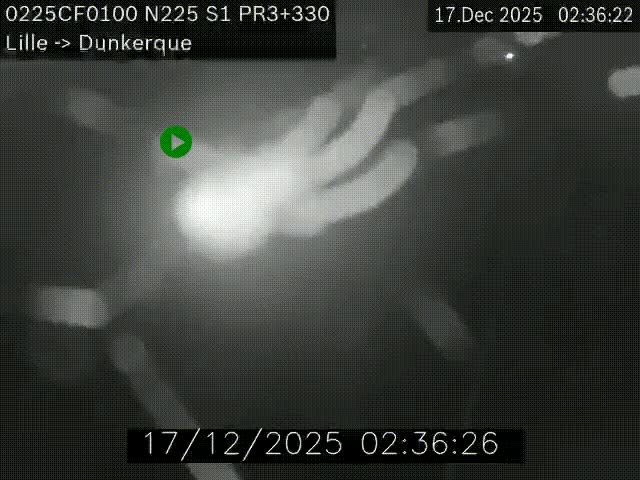 Webcam autoroute A25 (N225) à hauteur de Bergues (Bierne). Vue orientée vers Dunkerque.