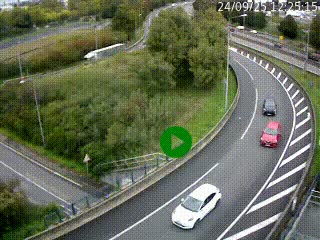 Caméra autoroute à la jonction entre l'A7 et la D301 (Boulevard urbain Sud de Lyon) à Feyzin, au sud de Lyon. Vue orientée vers Mions