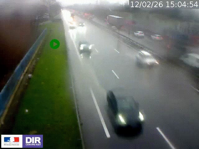 Webcam à Bron sur l'A43 à la jonction avec le boulevard périphérique de Lyon (D383). Vue orientée vers Lyon