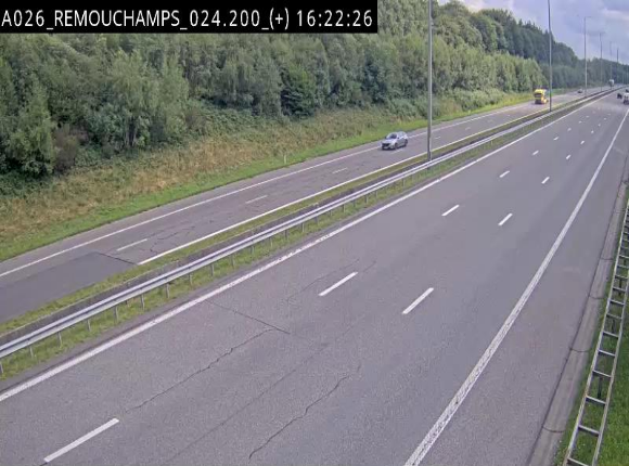 Webcam à hauteur de Spa entre la sortie Remouchamps et la sortie Stavelot. Vue orientée vers les Ardennes