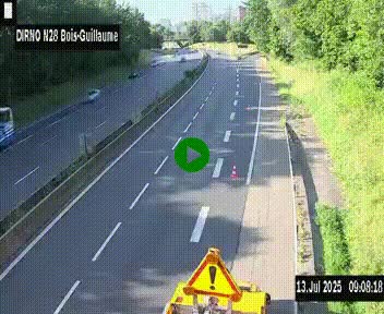 Webcam routière à hauteur de Bois-Guillaume en périphérie de Rouen. Vue orientée vers Rouen