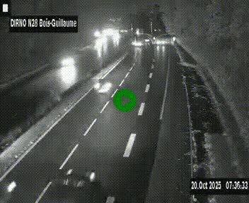 Webcam routière à hauteur de Bois-Guillaume en périphérie de Rouen. Vue orientée vers Rouen