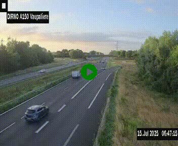 Webcam autoroute A150 à hauteur de La Vaupalière en périphérie de Rouen. Vue orientée vers Rouen