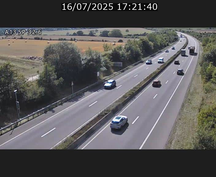 Webcam info trafic A13 à hauteur de Mondorf-les-bains. Vue orientée vers Altwies