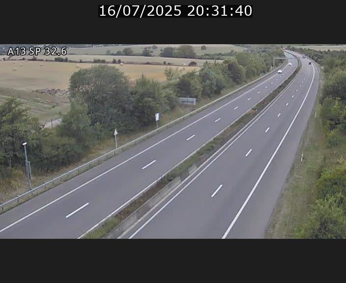 Webcam info trafic A13 à hauteur de Mondorf-les-bains. Vue orientée vers Altwies