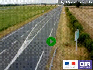 Webcam routière sur la RN7 à hauteur de Toulon-sur-Allier, entre Moulins et Vichy