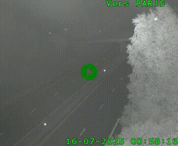 Caméra routière sur l'autoroute A20 au nord de Limoges, à la jonction avec la N520. Vue orientée vers Paris