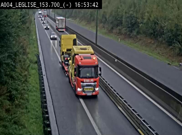 Webcam autoroute A4 (E411-E25) à Léglise, avant la jonction avec la N40. Vue orientée vers Bruxelles