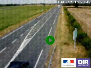 Webcam routière sur la RN7 à hauteur de Toulon-sur-Allier, entre Moulins et Vichy