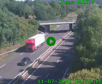 Caméra routière sur l'autoroute A20 au nord de Limoges, à la jonction avec la N520. Vue orientée vers Paris