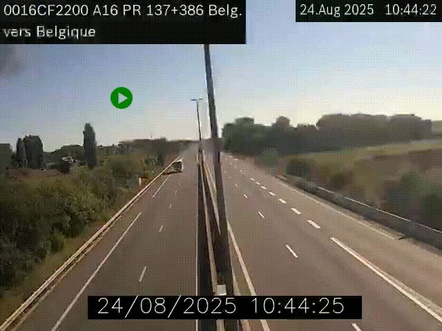 Webcam à la frontière franco-belge au niveau de Bray-Dunes/De-Panne sur l'autoroute A16. Vue orientée vers la Belgique