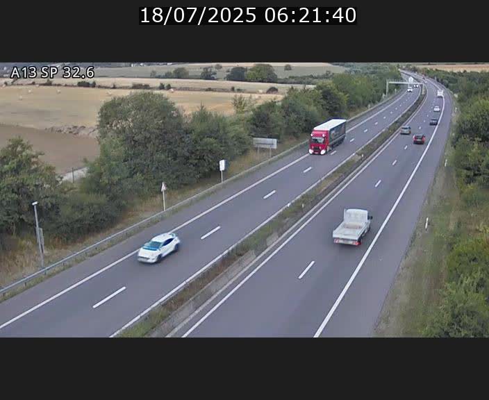 Webcam info trafic A13 à hauteur de Mondorf-les-bains. Vue orientée vers Altwies