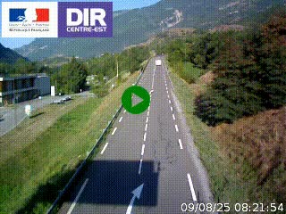 Web cam sur la N90 à Aime, en provenance de Bourg-Saint-Maurice et en direction d'Albertville