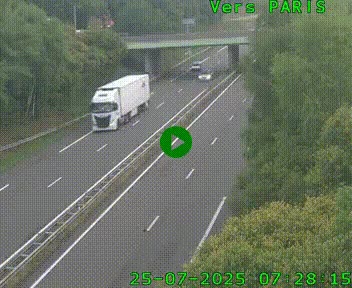 Caméra routière sur l'autoroute A20 au nord de Limoges, à la jonction avec la N520. Vue orientée vers Paris