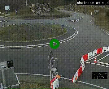 Webcam au nord d'Ax-les-Thermes au niveau de l'aire de chaînage de la N20. Vue orientée vers les Pyrénées, en direction de Pas de la Case