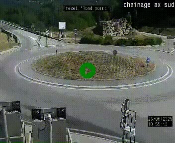Webcam au nord d'Ax-les-Thermes au niveau de l'aire de chaînage de la N20. Vue orientée vers les Pyrénées, en direction de Pas de la Case