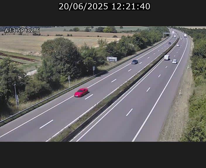 Webcam info trafic A13 à hauteur de Mondorf-les-bains. Vue orientée vers Altwies
