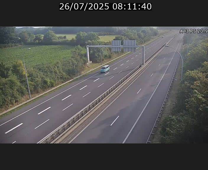 Traffic live webcam Luxembourg Croix de Bettembourg, rond-point d'Hellange - A13 direction Allemagne - BK 20.9