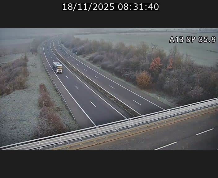 Webcam trafic sur A13 à l'entrée ouest du tunnel Markusbierg à Remerschen. Vue orientée vers Mondorf-les-Bains.