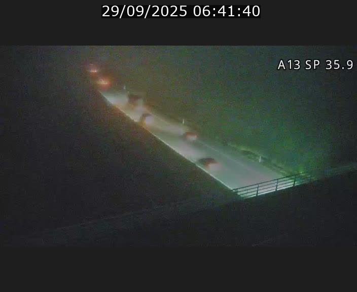 Webcam trafic sur A13 à l'entrée ouest du tunnel Markusbierg à Remerschen. Vue orientée vers Mondorf-les-Bains.
