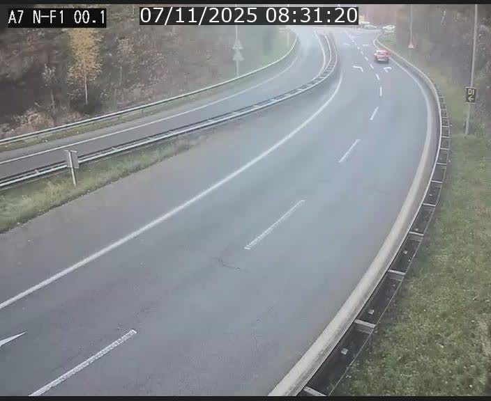Webcam autoroute Luxembourg A7 située dans la sortie 1 Waldhof, vers la N11, avant le Tunnel Stafelter